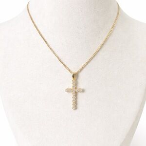 18k Gold Plated Zorconia Cross Necklace